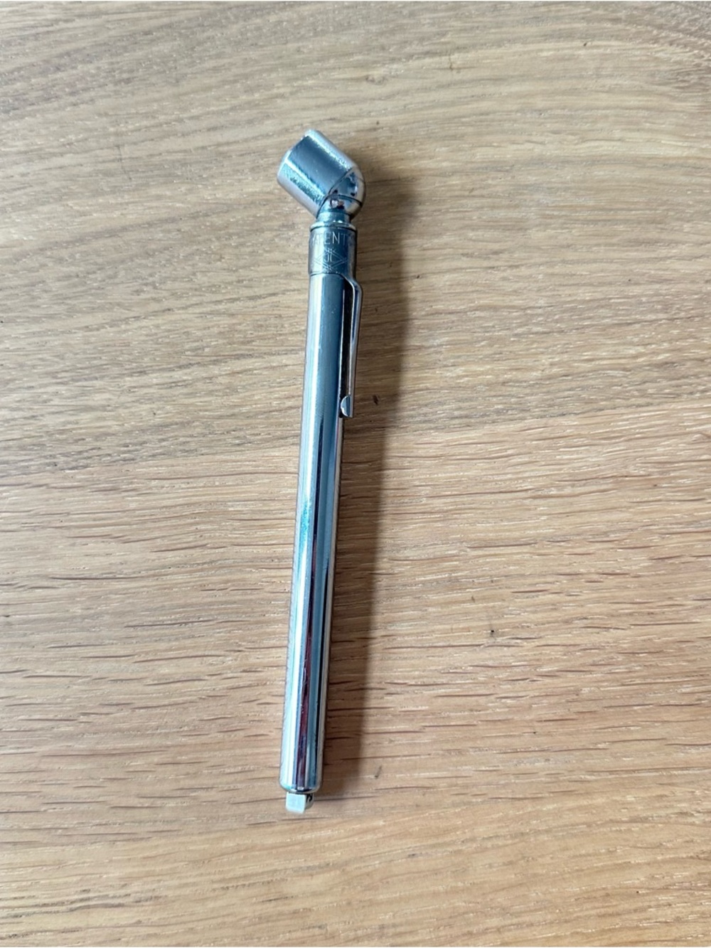 Vintage Pencil Type Tire Air Pressure Gauge w/ Clip Silver 100 PSI